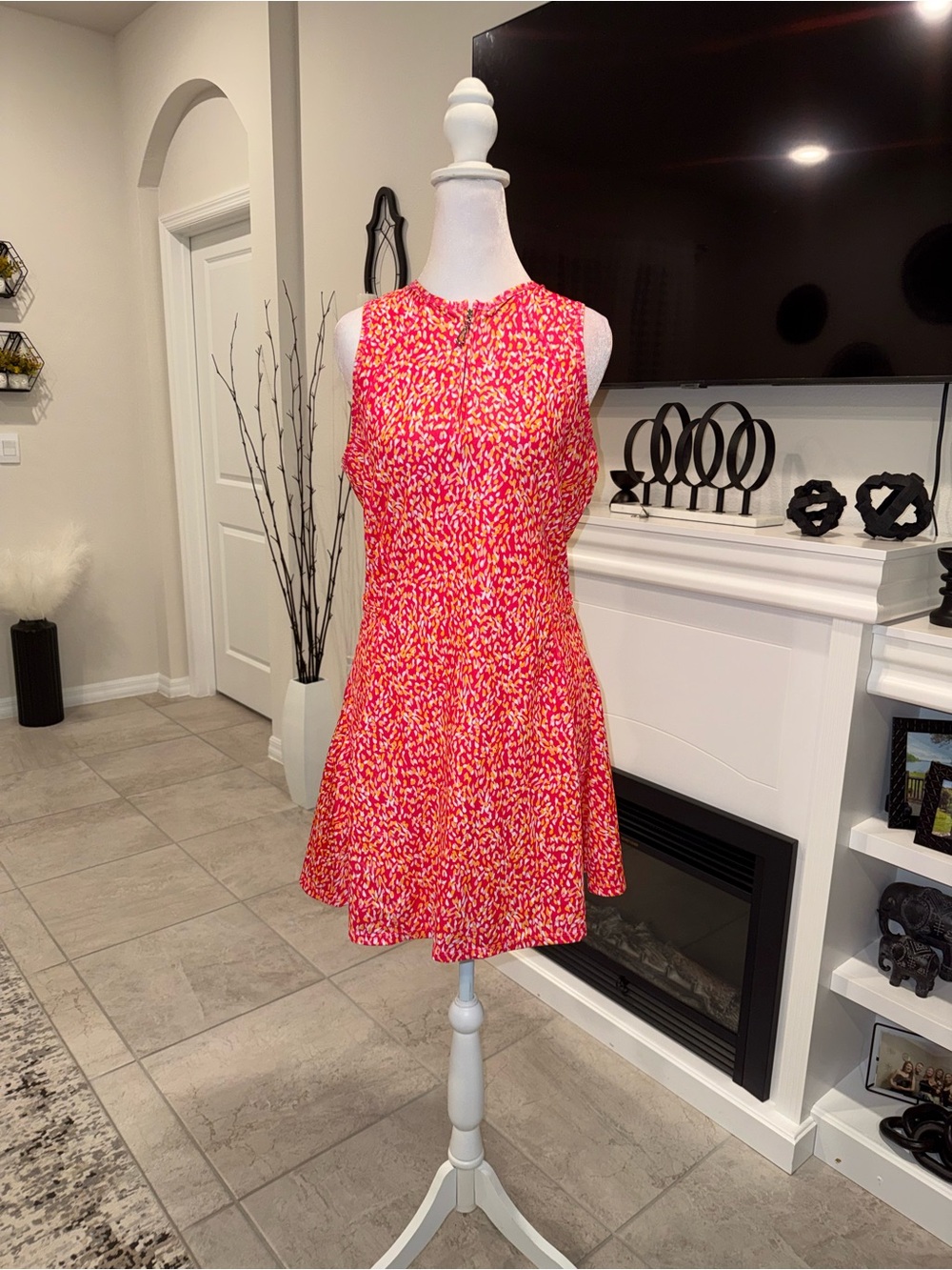 2 x 20$ Emerald Pink and Yellow Printed Sleeveless Fit & Flare Dress Size L